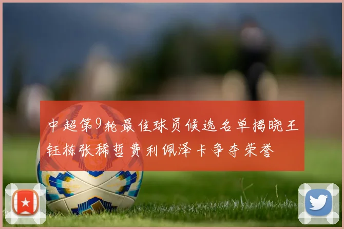 中超第9轮最佳球员候选名单揭晓王钰栋张稀哲费利佩泽卡争夺荣誉